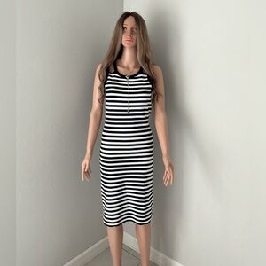 Michael Kors Navy and White Striped Dress Sz M